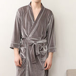 2019 Autumn And Winter Stitching Nightgown Long Section Men And Women Couple Pajamas