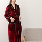 2019 Autumn And Winter Stitching Nightgown Long Section Men And Women Couple Pajamas