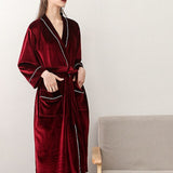 2019 Autumn And Winter Stitching Nightgown Long Section Men And Women Couple Pajamas