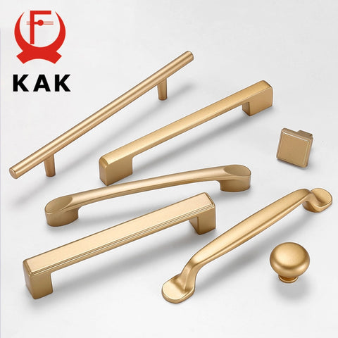 KAK European Style Matte Gold Cabinet Handles Solid