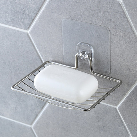 Silver Bathroom Vacuum Paste Soap Holder Cup Box Dish Soap Storage Saver Shower Tray Bathroom Accessories