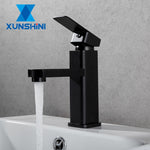 XUNSHINI Free Shipping Black Square Paint Faucet Sink Washbasin