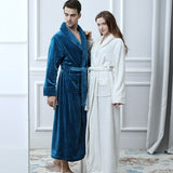 2018 autumn and winter flannel stitching nightgown long section men and women couple pajamas