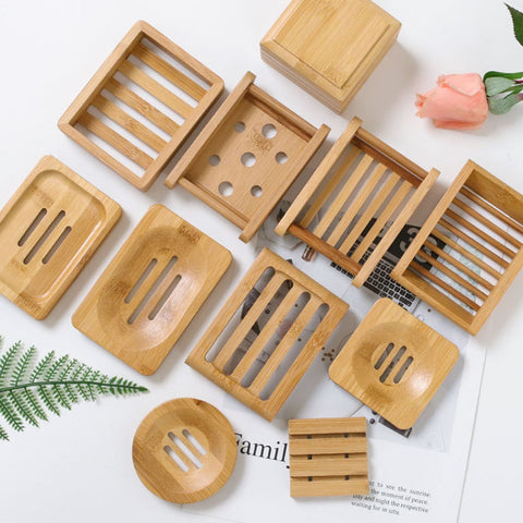 HOT Wooden Natural Bamboo Soap Dishes Tray Holder