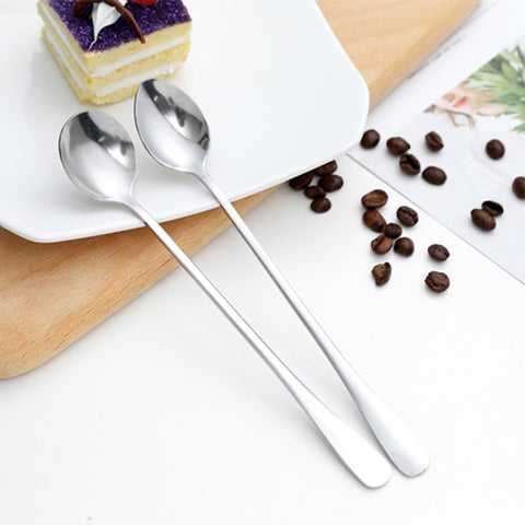 Stainless Steel Long Handle Mixing Spoon Korean Ice Cream Spoon Tea Mixing Spoon Coffee Dessert Kitchen Tableware Supplies