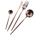 Rose Gold Tableware Set Mirror Silverware Set Stainless Steel Cutlery Kitchen Knife Spoon Flatware Western Dinnerware Set