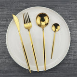 Rose Gold Tableware Set Mirror Silverware Set Stainless Steel Cutlery Kitchen Knife Spoon Flatware Western Dinnerware Set