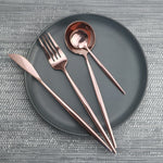Rose Gold Tableware Set Mirror Silverware Set Stainless Steel Cutlery Kitchen Knife Spoon Flatware Western Dinnerware Set