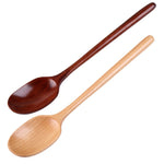 Spoon Tableware 2 Pcs Natural Japanese Style Wooden Soup Spoons With Long Handle Natual Wood Dessert Tea Coffee Spoon Rice