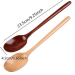 Spoon Tableware 2 Pcs Natural Japanese Style Wooden Soup Spoons With Long Handle Natual Wood Dessert Tea Coffee Spoon Rice