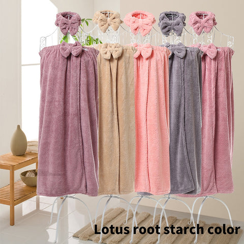 Coral Fleece Towel With Shower Hat Quick Drying Towel Fabric Bath Towel