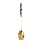 1pcs Gold-plated Ceramic Long Handle Spoon Stainless Steel