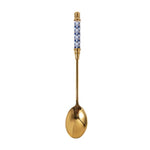 1pcs Gold-plated Ceramic Long Handle Spoon Stainless Steel