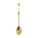 1pcs Gold-plated Ceramic Long Handle Spoon Stainless Steel