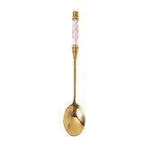 1pcs Gold-plated Ceramic Long Handle Spoon Stainless Steel