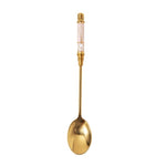 1pcs Gold-plated Ceramic Long Handle Spoon Stainless Steel