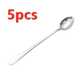 6PCS Tea Spoons Long Handle Ice Cream Dessert Sundae Spoons