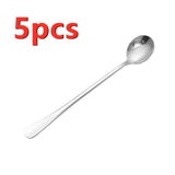 6PCS Tea Spoons Long Handle Ice Cream Dessert Sundae Spoons