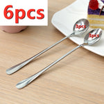 6PCS Tea Spoons Long Handle Ice Cream Dessert Sundae Spoons