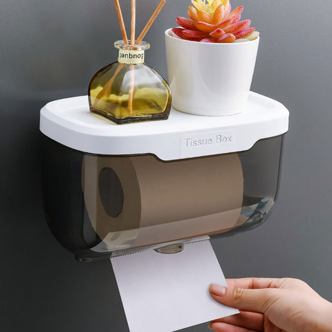 Wall Mounted Toilet Paper Holder Waterproof Tray Roll Tube For Toilet Mobile Phone Storage Shelf Tray Tissue Shelf Bathroom Box