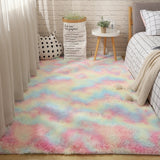Fluffy Tie Dye Carpets For Bedroom Decor Modern