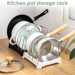 Kitchen Cookware Storage Drain Rack Pan Lid Organizer Adjustable Bakeware Holder Stainless Steel Pantry Cabinet Storage Rack