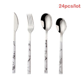 20/24Pcs 304 Stainless Steel Dinnerware Sets Glossy Silver