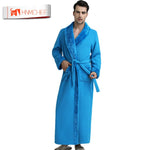 HNMCHIEF Autumn Winter Flannel Stitching Nightgown Long Section Men and Women