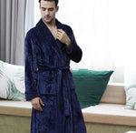 HNMCHIEF Autumn Winter Flannel Stitching Nightgown Long Section Men and Women