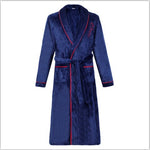 Couple Navy Blue Long Coral Velvet Bathroom Bathrobe