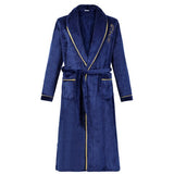 Couple Navy Blue Long Coral Velvet Bathroom Bathrobe