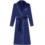 Couple Navy Blue Long Coral Velvet Bathroom Bathrobe